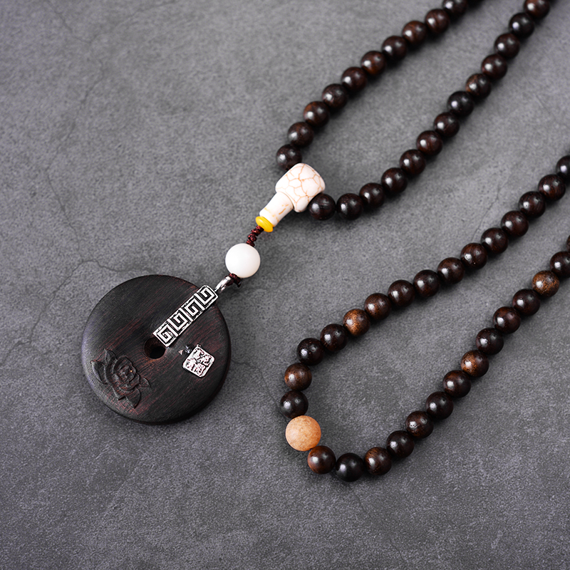 Ronde bois charme Vintage collier ethnique international bijoux chinois collier de mode pour les femmes