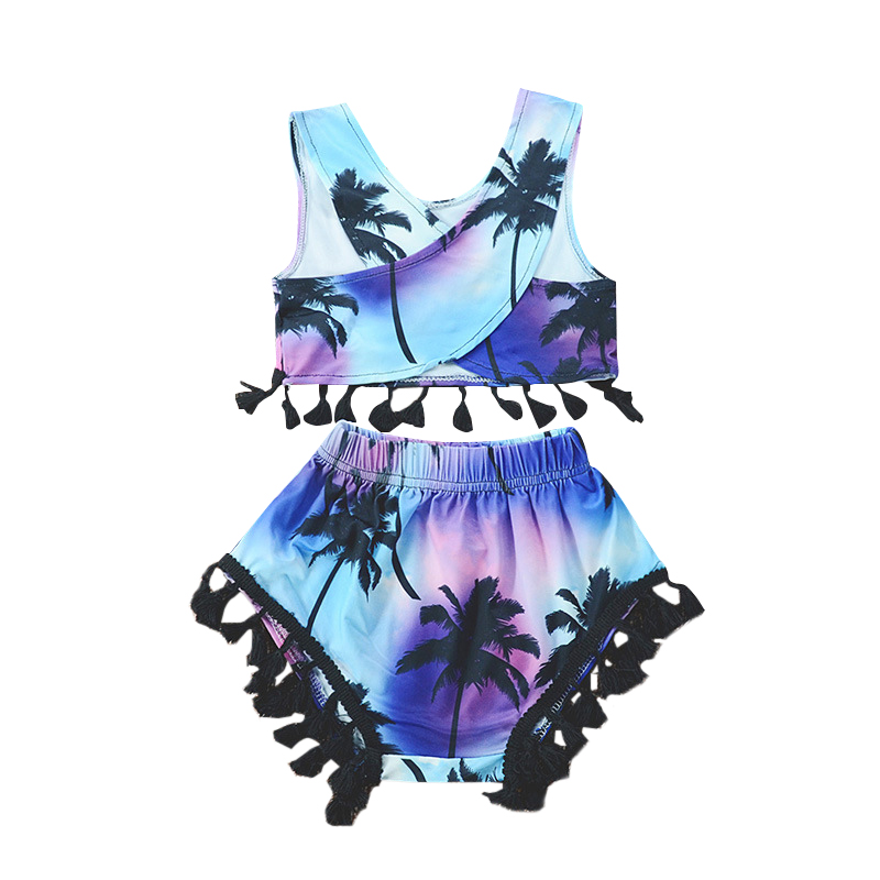 Arbres Imprimer Toddlers Filles Glands Maillot de bain Beachwear Gilet Bikini Vetements Set Pour 1Y-7Y