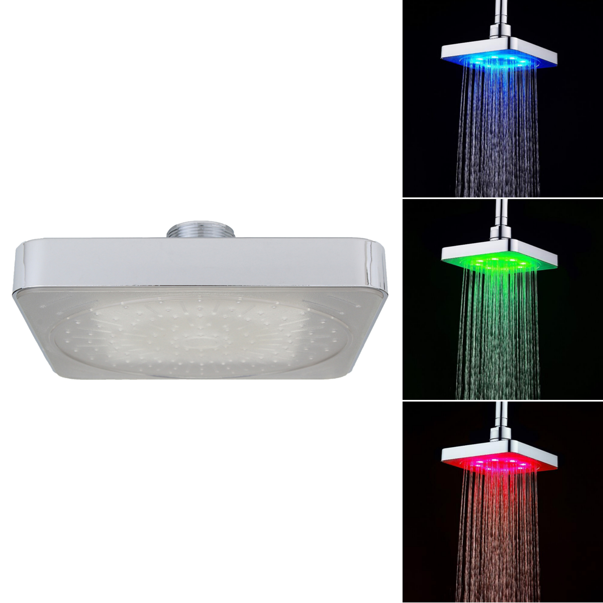 Contrôle de la temperature de l'eau 3 couleurs LED Changement de la tete de douche Lumiere Salle de bain Salle de bain