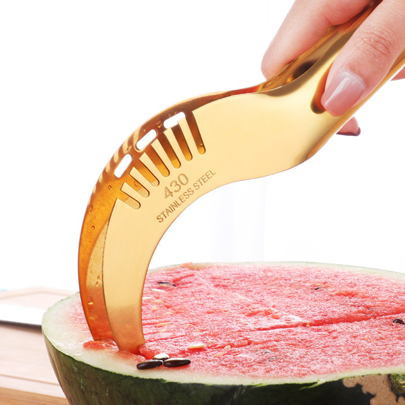 Trancheur de melon deau en acier inoxydable Couteau de coupe de melon Segmentation de fruits Cantaloup Scoop