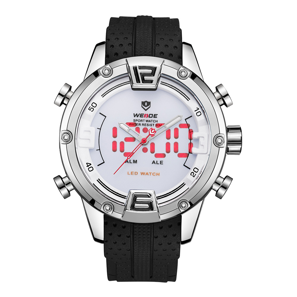 Montre multifonctionnelle de montre de sport de bracelet de silicone de montre bracelet a quartz de Digital de double affichage pour des hommes