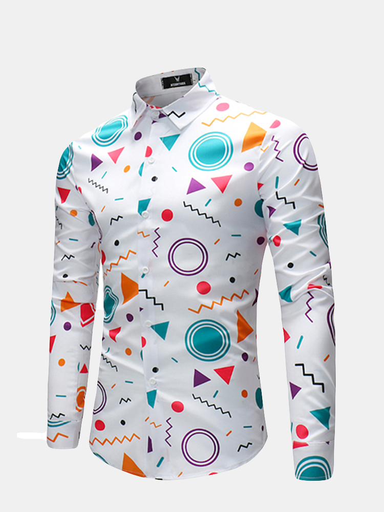 Newchic Polyester Druck Langarm Slim Business Casual Designer Shirts Für Männer