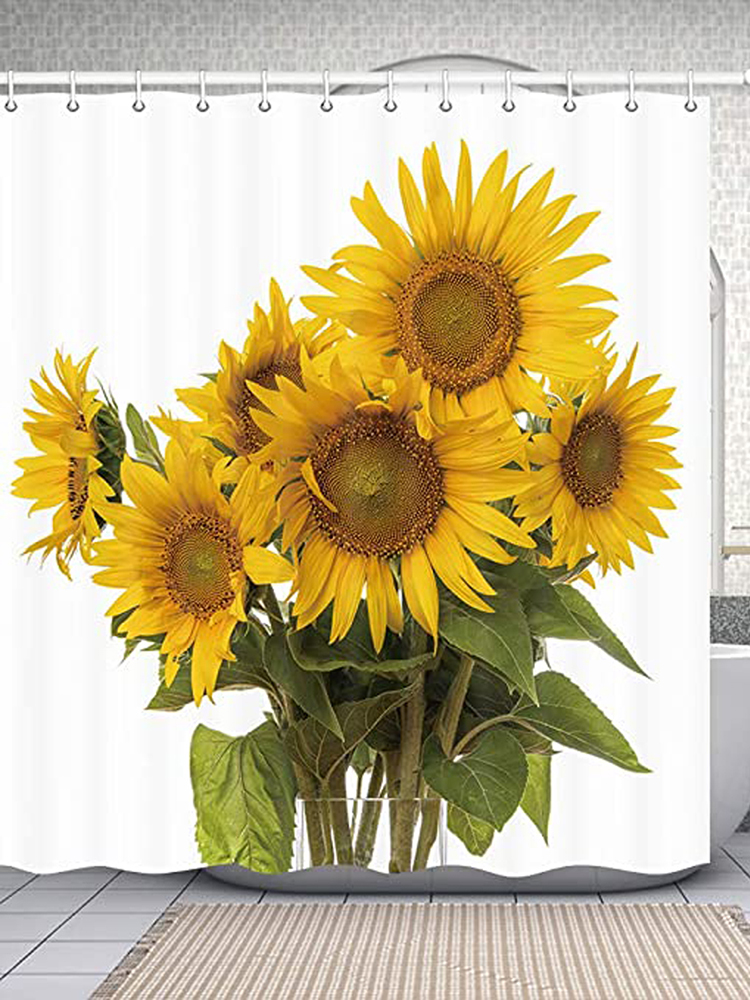 180X180cm Sonnenblumen-Polyester-Druck wasserdichter Mehltau-Duschvorhang