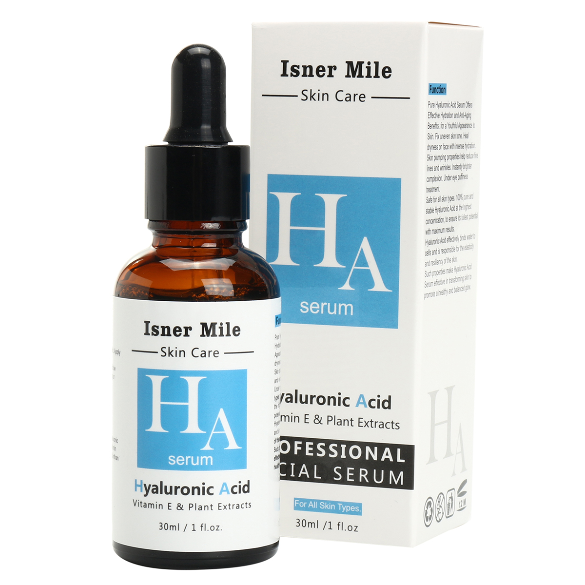 Isner Mile Hyaluronic Acid Serum Vitamine E Usine Essence Anti Vieillissement Hydratation Rides Hydratant