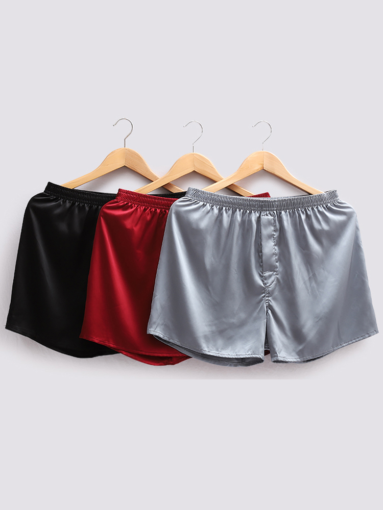 Herren 7 Farbe Thai Seide glatt elastische Taille Boxer Pyjamas kurz