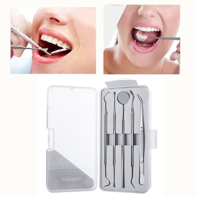 5 Pcs / Set Oral Soins Kit Tartare Remover Soins Dentaires Hygiene Orale Blanchiment Des Dents Kits De Nettoyage