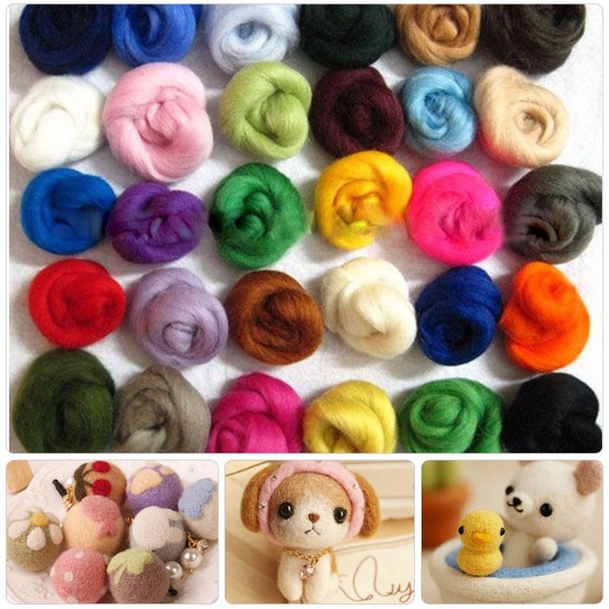 36 couleurs laine feutre Roving pour feutrer bricolage artisanat demarreur couture couture artisanale laine