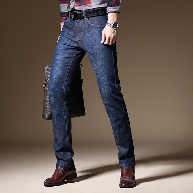 Nouveaux jeans Stretch Business Men Jeans Slim Denim Pantalons Simple Atmosphere Haute Qualite Vetements Homme