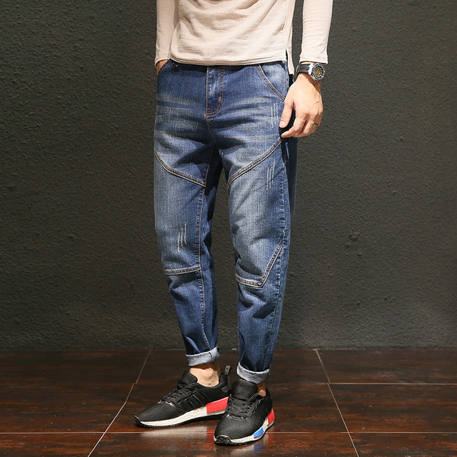 Jean extensible bleu Pantalons simples pour hommes a la mode tendance Slim Jeans 5505
