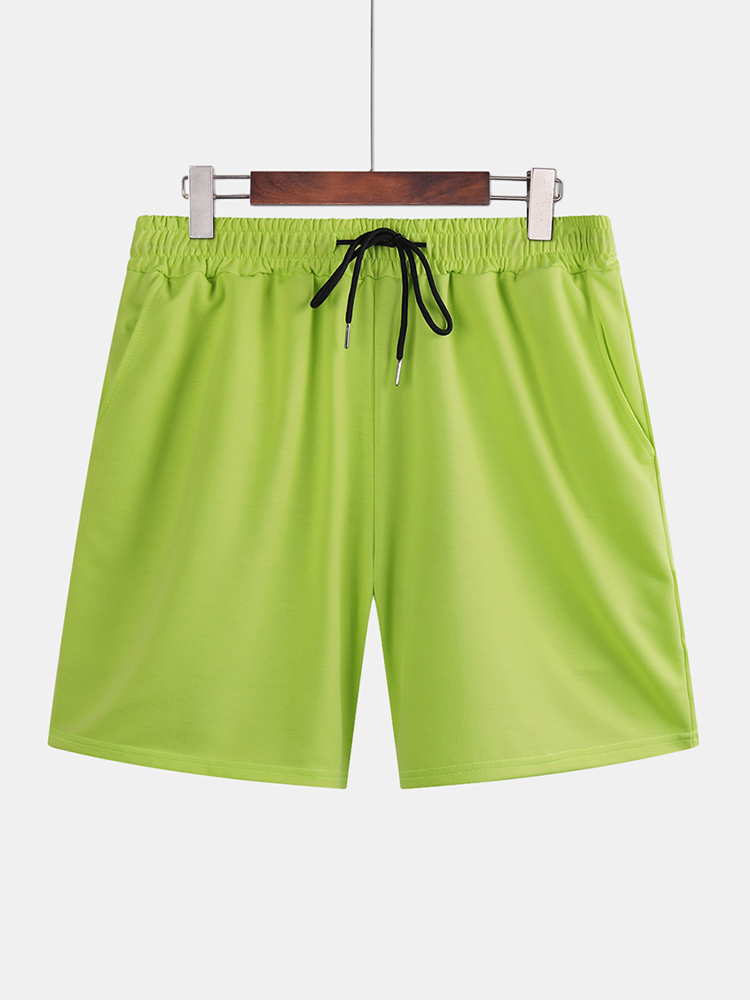 Herren Sport Kordelzug Elastic Waist Solid Color Shorts