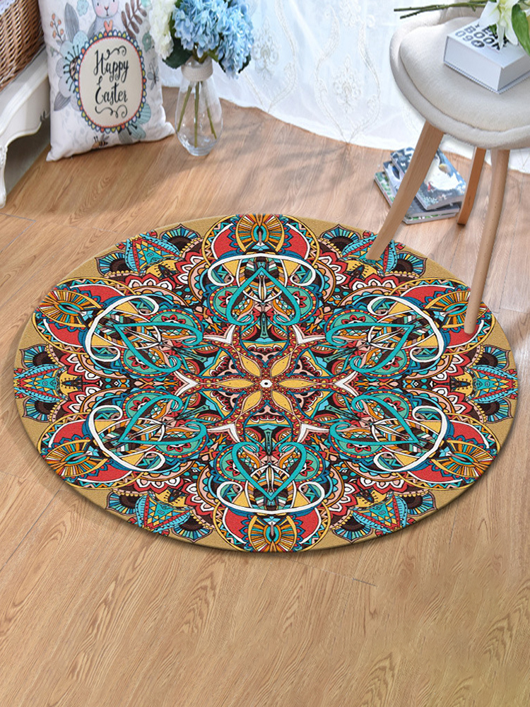Vintage türkische böhmische Mandala Runde dünne flache Teppich Teppich Home Schlafzimmer waschbare Teppiche Art Decor