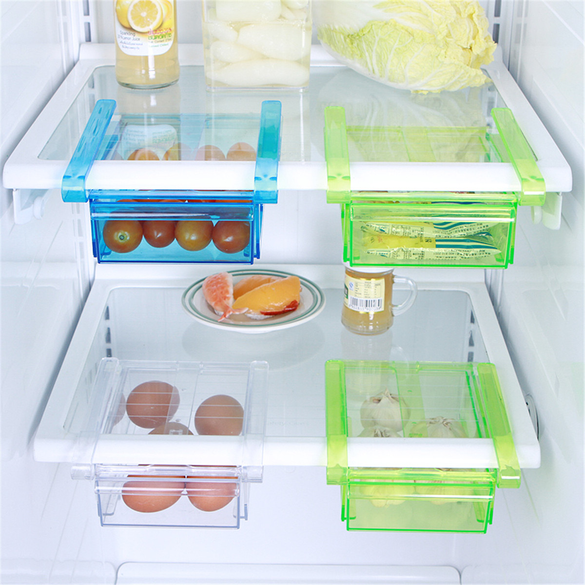 Cuisine en plastique Refrigerateur Stockage Rack Congelateur Porte-etageres Organisation Boîte de demenagement