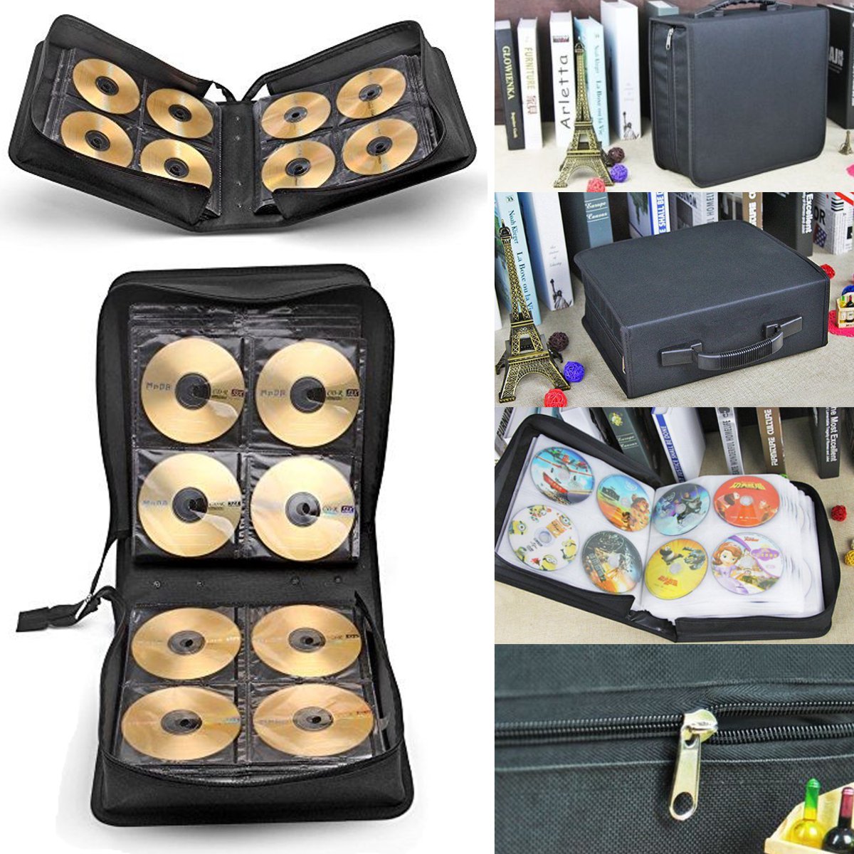 288Pcs Disque CD DVD Boîtier Sacoche Sacoche Carry Box Record Binder Sleeves Rack Storage Container