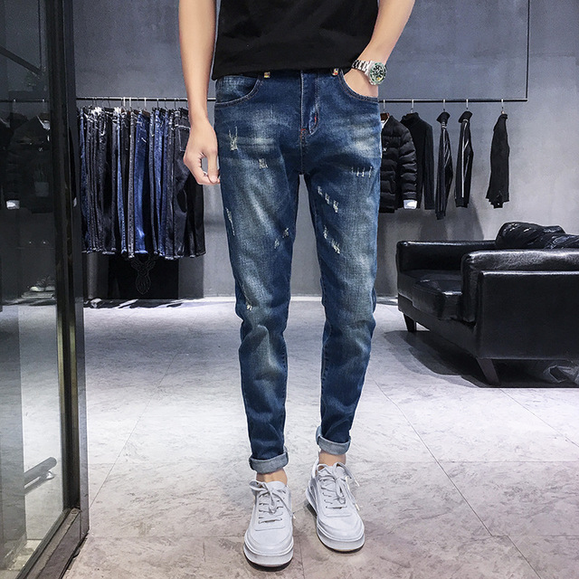 Season New Hole Jeans Pieds Homme Youth Stretch Casual Pantalon Tendance Sauvage Hommes