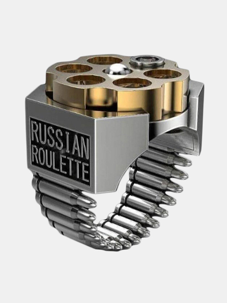 Männer Kreatives russisches Roulette Kugel geformter Ring zweifarbiger galvanisierter Ring im Punk-Stil