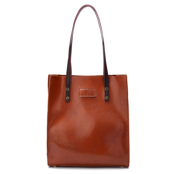 Sac porte main sac tote vintage a grande capacite en couleur pure en similicuir sac porte epaule pour femme