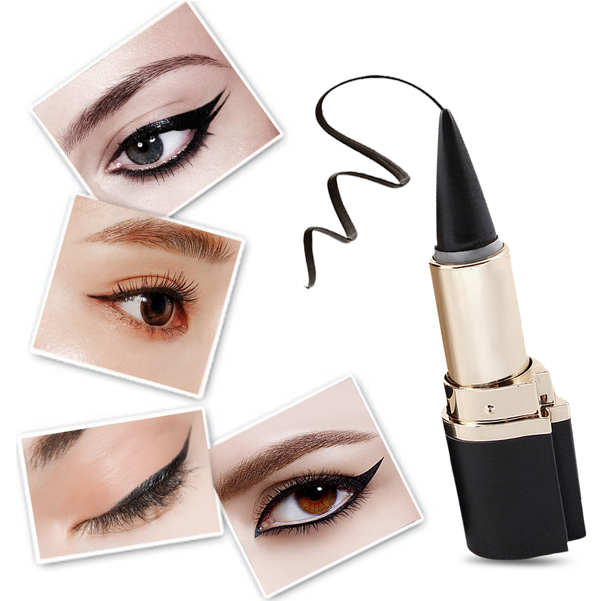 MISS ROSE 1pc Eye liner Noir Impermeable Crayon Contour Maquillage De Gel Pour Beaute Yeux