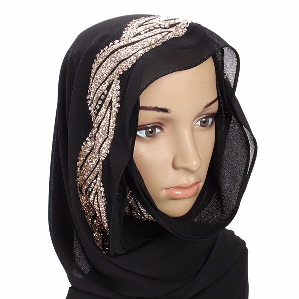 Femmes Boucles d'oreilles en laine muqueuse musulman Chapeaux echarpe islamique Hijab Long