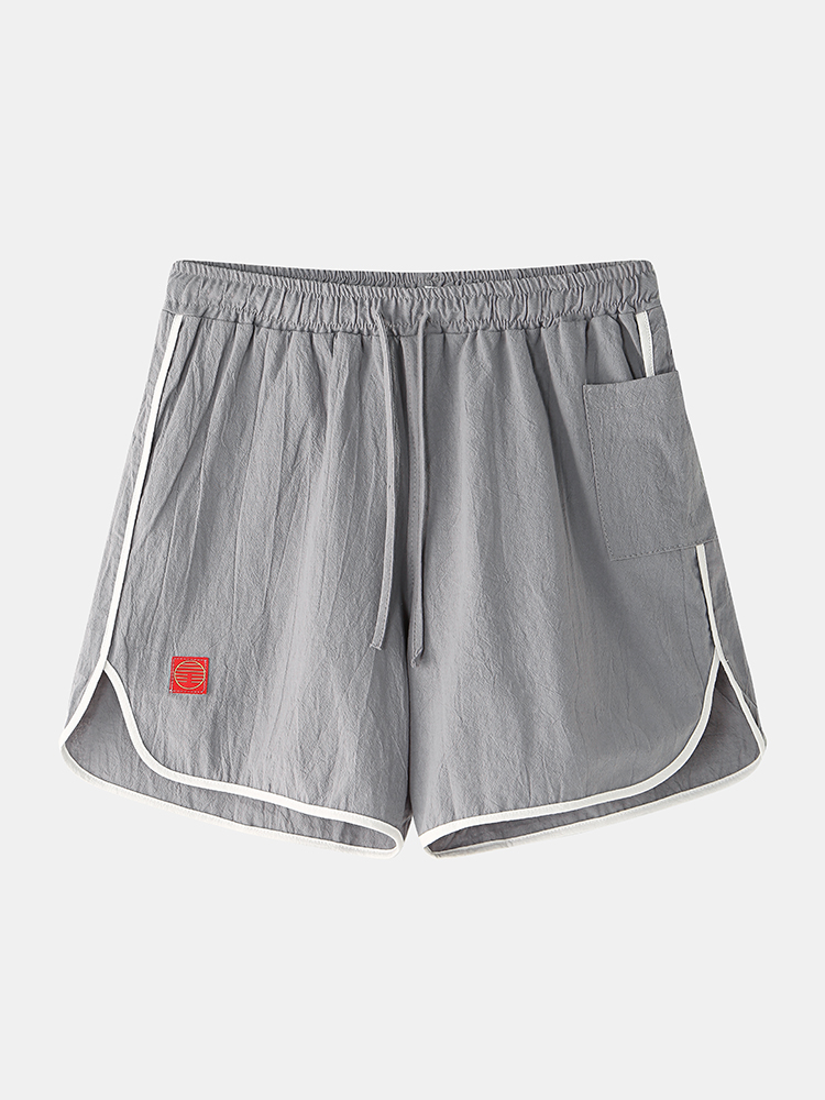 Herren 90% Baumwolle Solid Color Pocket Drawstring Casual Sports Shorts
