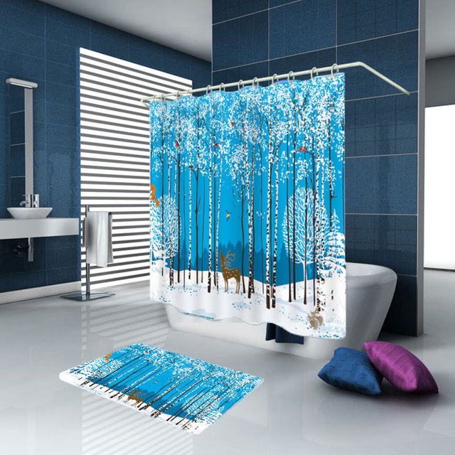 Dedie au logo de lhotel pour cartographier le rideau de douche impermeable epais en polyester imprime en 3D