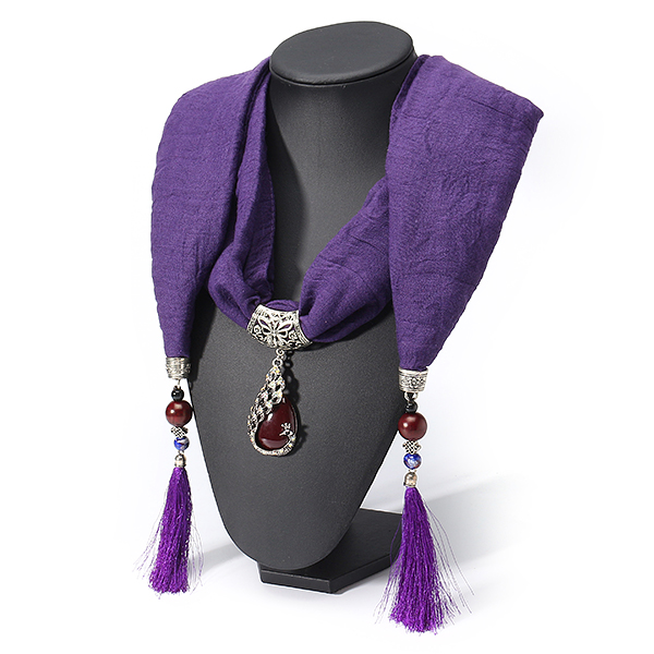 Collier echarpe ethnique glands argent cristal de paon pendentif Vintage personnalise colliers