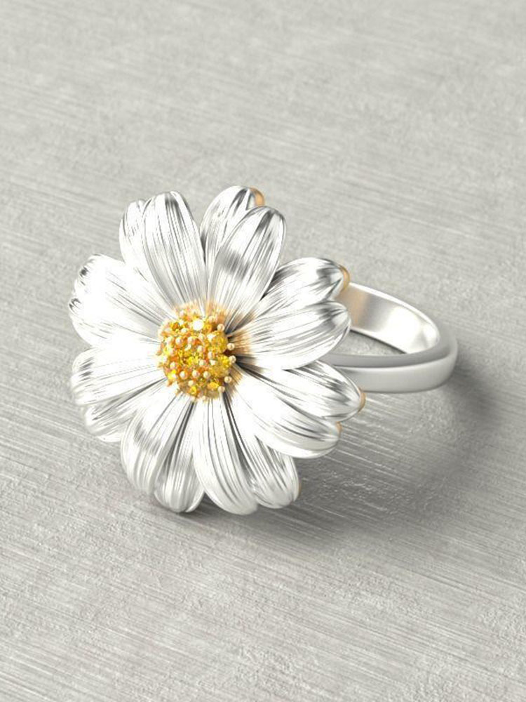 Trendy Chrysanthemum Small Daisy Flower Damen Ringe Wilder kleiner frischer Diamantschmuck