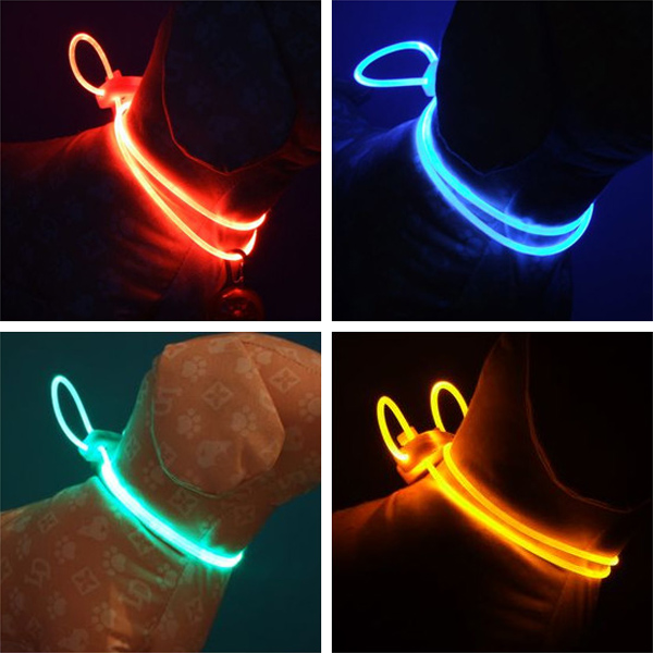 Chien LED reglable Collier personnalise Polyester Pet Light-up Clignotant Glow Safety