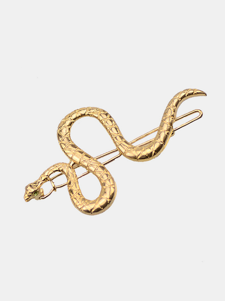 Bilde av Trendy Geometric Metal Snake Hair Clips Vintage Stereoscopic Snake Hairpin Hair Acessories