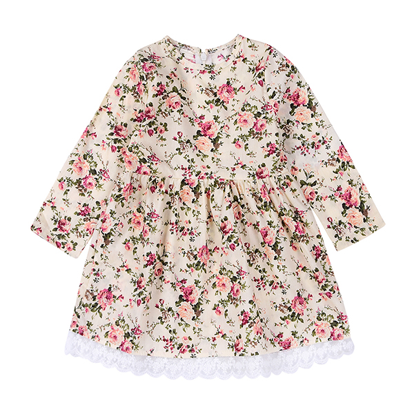 Bebe Filles Robes Imprime Floral Manches Longues Robes Enfants Pour Filles New Vintage Toddler Fille Vetements