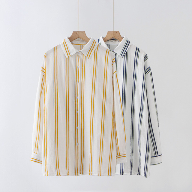 2019 ete nouveau produit longue chemise a rayures femelle version coreenne en vrac coton creme solaire shirt a manches longues sauvage shirt femme
