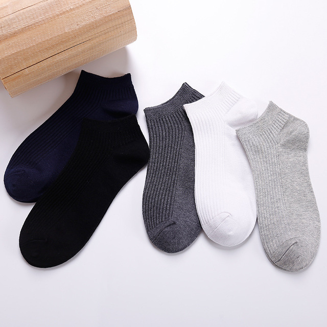 Bilde av Boat Socks Breathable Double Needle Men's Socks Wild Solid Color Socks Cotton Sweat Socks