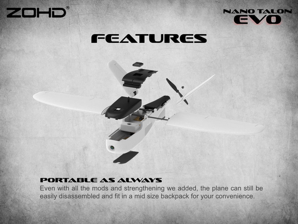 ZOHD Nano Talon EVO 860mm Wingspan AIO V-Tail EPP FPV Wing RC Airplane PNP/With FPV Ready