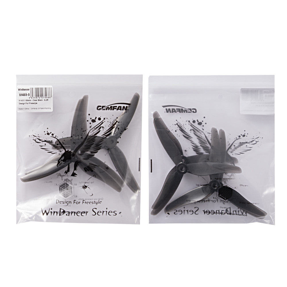 4 Pairs Gemfan Windacer 51433 5.1 Inch 3-Blade Freestyle M5 Hole Propeller for FPV Racing Drone Multicopter RC Parts Replacement