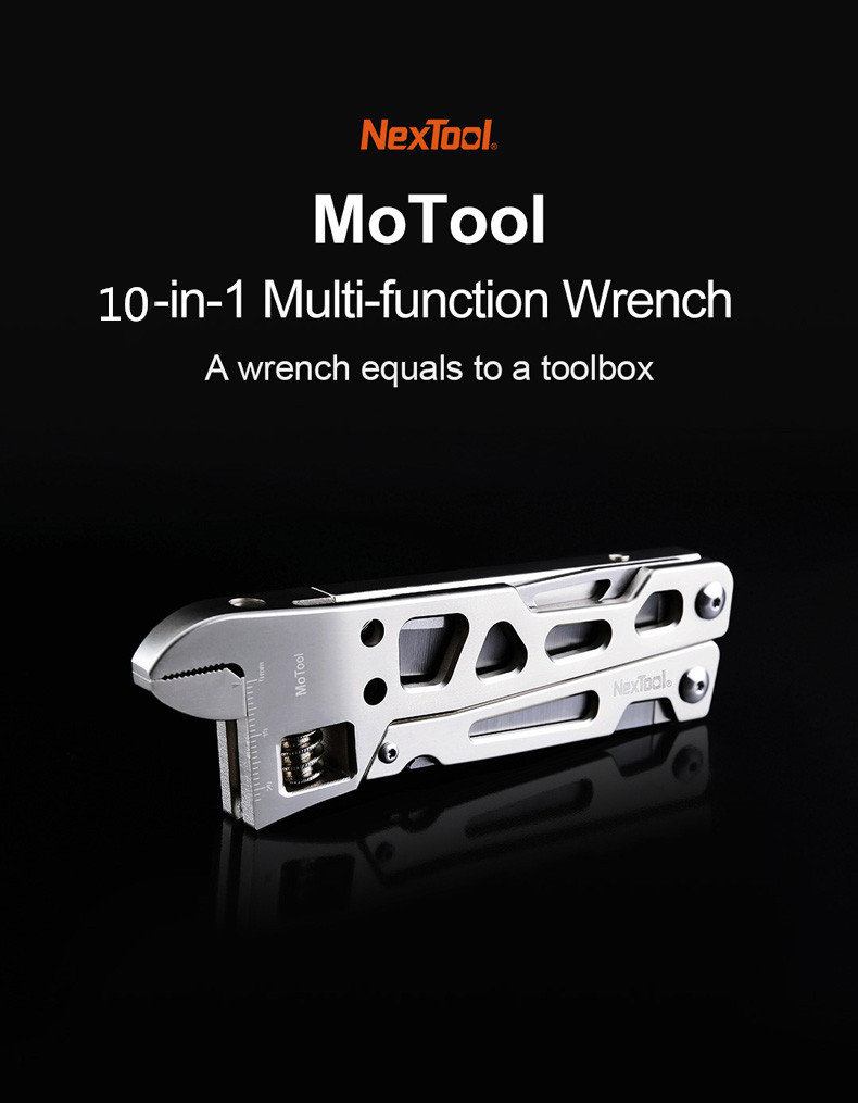 NEXTOOL 10 IN 1 Multitool Wrench Pliers Folding Knife Stainless Steel EDC Ruler with Bits For Survival