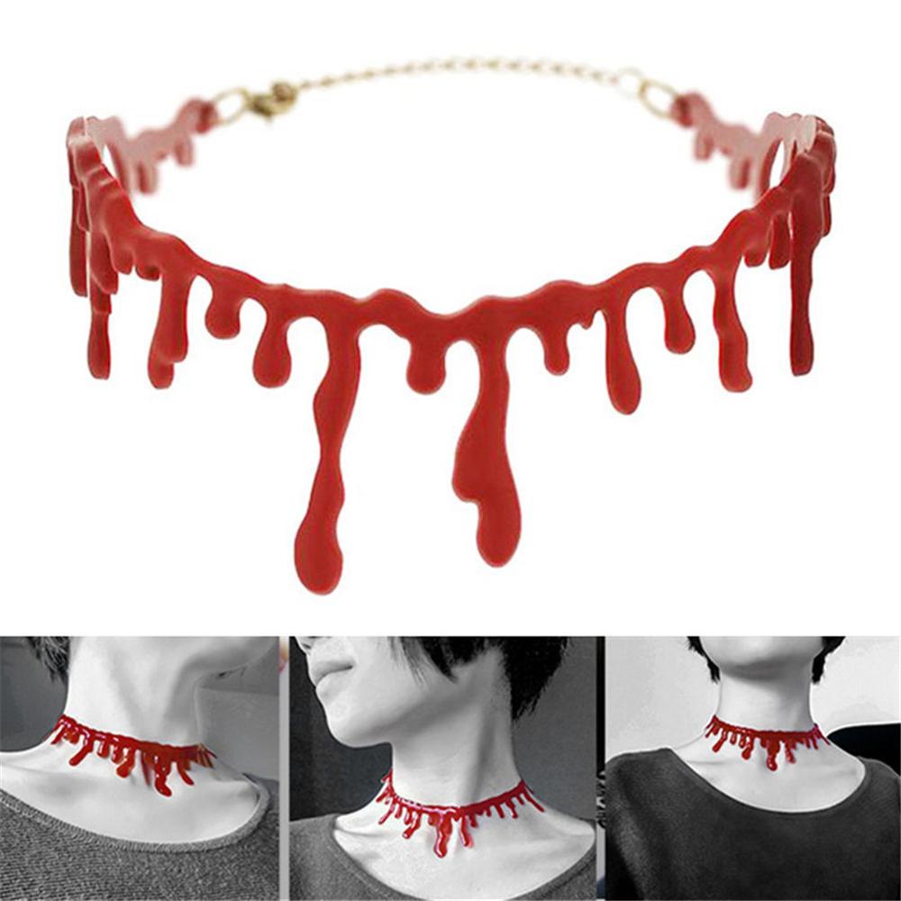 Halloween horreur sang goutte goutte collier faux sang vampire fantaisie joker tour de cou costume rouge colliers