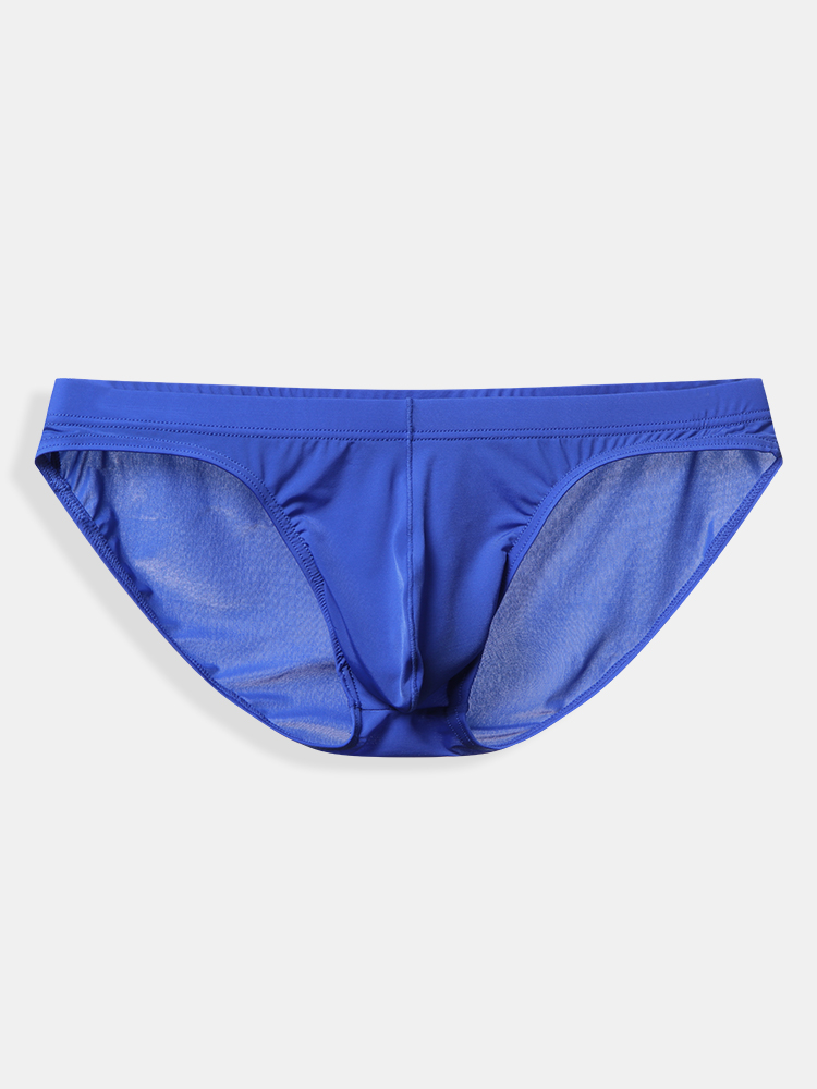 Männer Sexy Slip mit niedriger Taille Super dünne transparente nahtlose Unterwäsche aus Eisseide