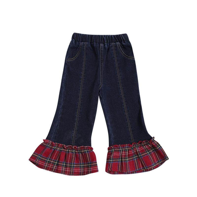 Toddler Plaid Patchwork - Pantalon a poches et a cloche pour 1-7 ans