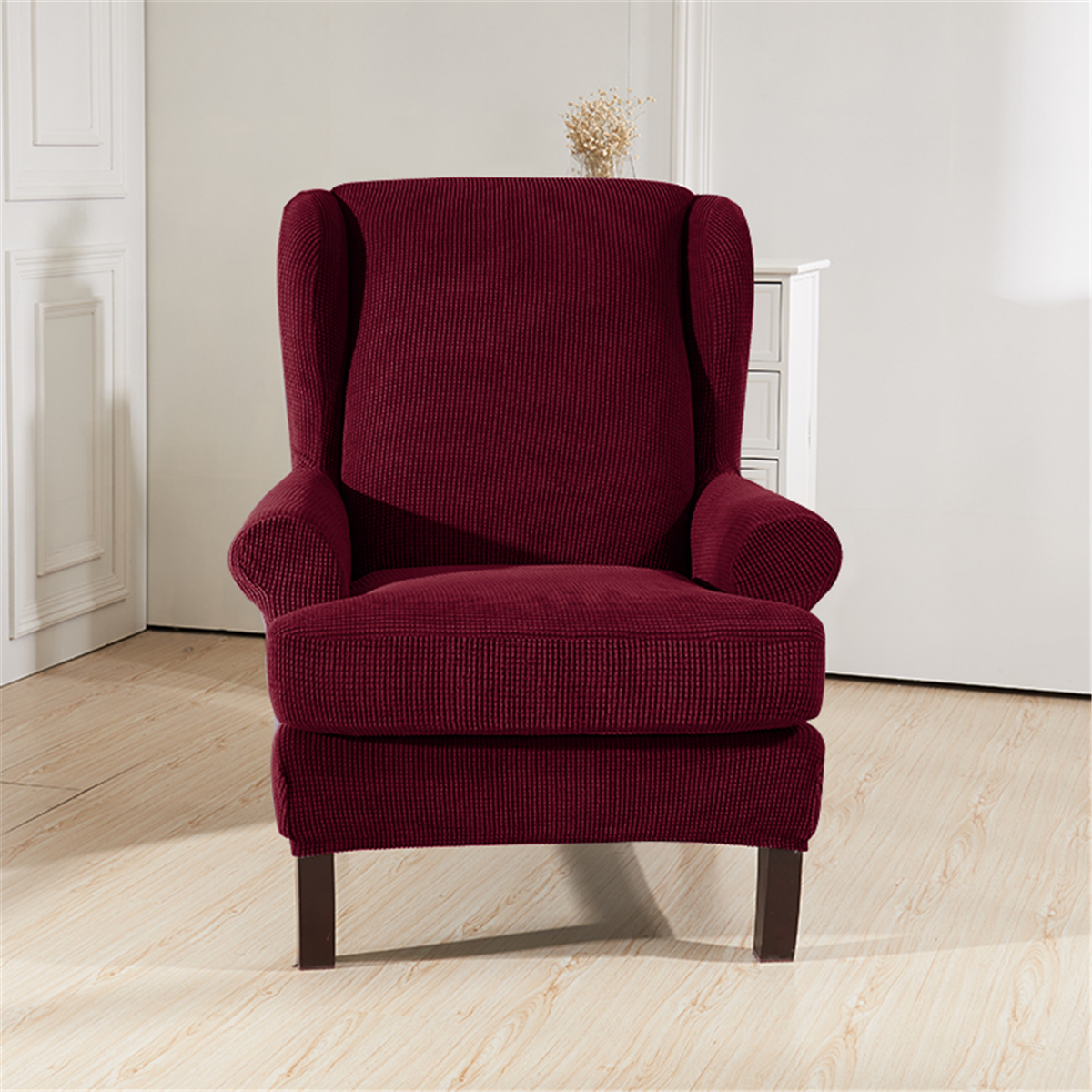 2pcs Wingback Cover Wing Chair SlipCover Fauteuil Élastique Stretch  