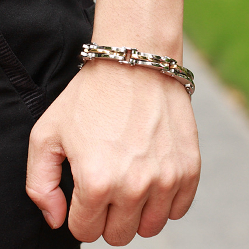 Bracelet a la mode Titane Bracelet en acier de diamants stereoscopiques geometriques pour hommes