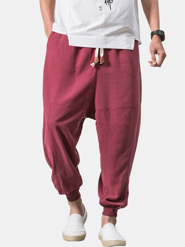 Pantalon de survêtement lâche confortable de style oriental en coton pour hommes