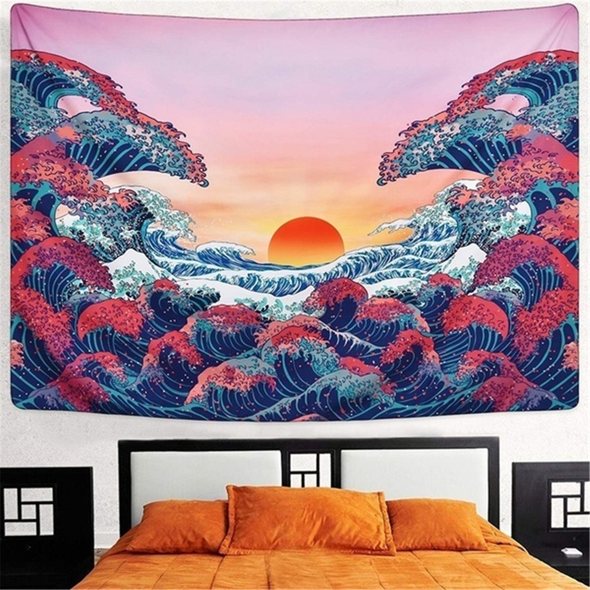 Ocean Wave Tapestry Coucher du soleil tapisserie 3D grande vague Tapisserie Art Home Decor mural