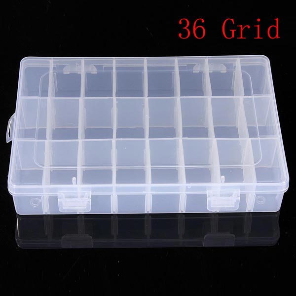 10/15/24/36Grid Compartment Organizer Plastic Box Jewelry Bead Storage Container 