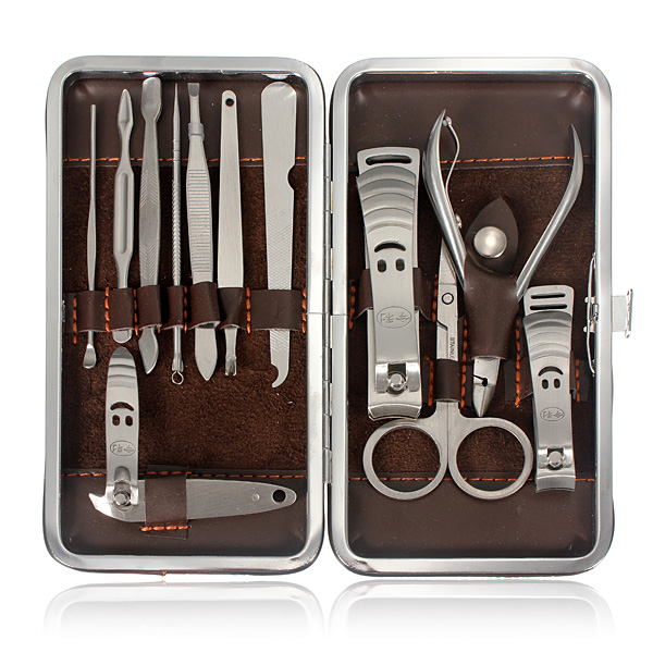 12pcs NailCare Clipper Pedicure Scissor Tweezer Manicure Set Kit