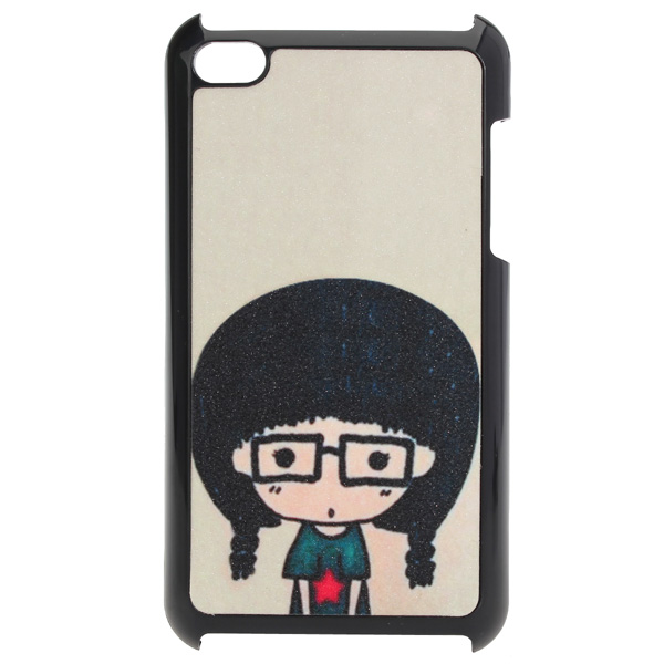 

Cute Cartoon Little Glasses Gril Frosted Plastic Case For iPod Touch 4