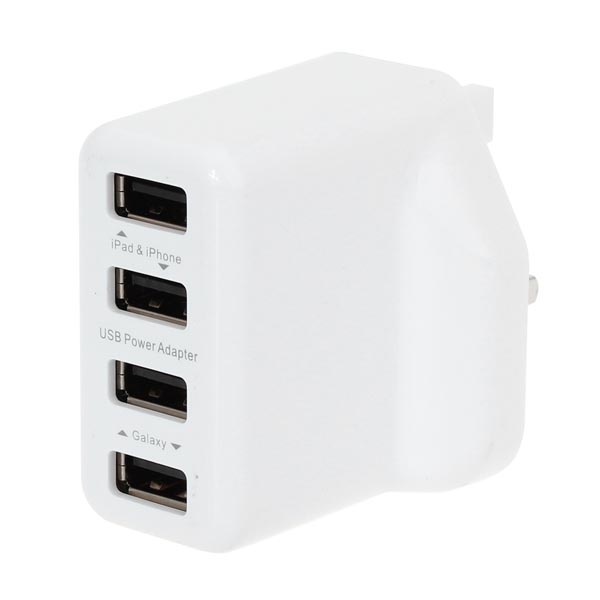 

UK Plug 4 Port USB Charger Adapter For iPhone Smartphone Device