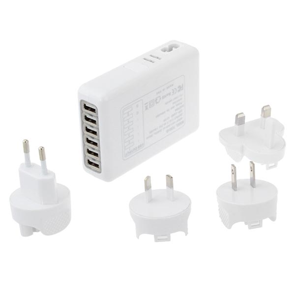 

6 Ports 5V 4A USB Charger With 4 Plug adapters For iPhone Smartphone