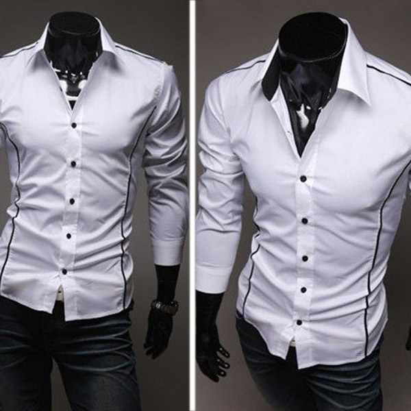 Hot Stylish Men Casual Slim Fitted Dress Shirt - US$11.80 sold out