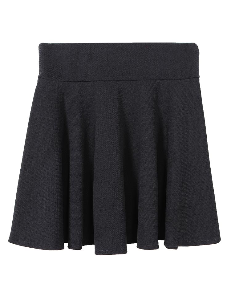 Elegant Thick High Waist Plain Pleated Flared Mini Skater Skirt - US$8. ...