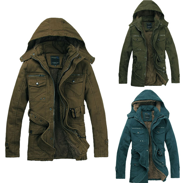 Mens Thick Warm Hooded Coats Large Pocket Jacket - US$68.00 sold out