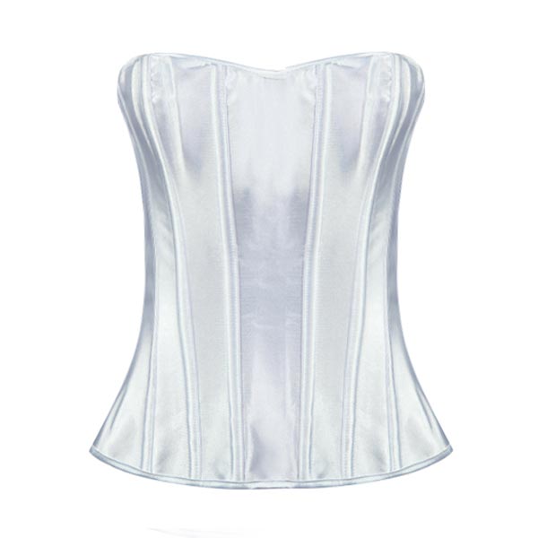 

Sexy White Shape Body Corset Bustier Satin Overbust Corselet